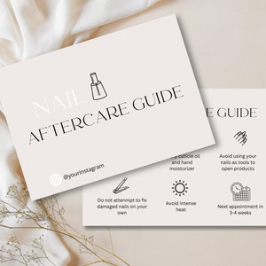 Bearbeitbare Nagel-Nachsorgekarte, Nagel-Nachsorgekarte, Schönheitssalon-Nägel-Pflegekarte, Nagel-Beratung