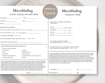 Microblading Consultation Form, Editable Microblading Form, Microblading Forms, Microblading Client Intake Form