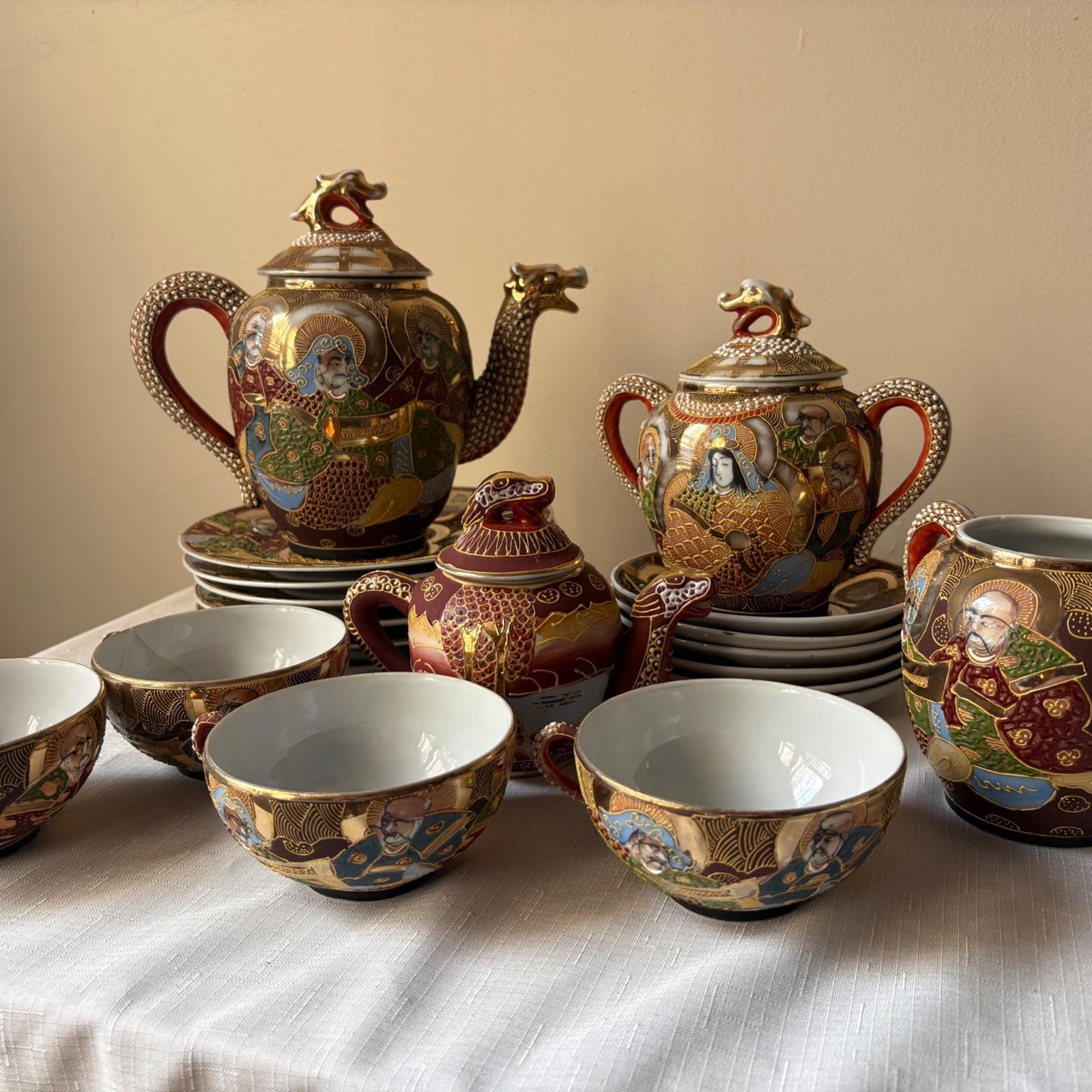 Antique Japanese Dragon Tea Set - Etsy