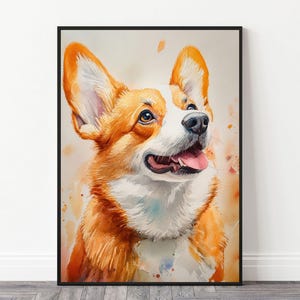 Welsh Corgi Watercolor Art Print | Corgi Dog Breed Poster | Corgi Wall Art | Corgi Lovers Art Gift | Digital Download Print