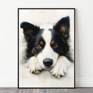 Border Collie Watercolor Art Print | Realistic Dog Breed Painting | Perfect Printable Art Gift for Dog Lovers | Digital Download
