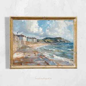 Charming Lyme Regis Seaside Oil Painting, Vintage Coastal Dorset Art Print, Lyme Regis Art Lovers Gift