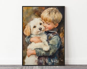 Arte per bambini e cani, arte murale vintage per la cameretta dei bambini, stampa per la cameretta dei cuccioli, amante dei cani, decorazione per la cameretta dei bambini, arte murale stampabile per bambini