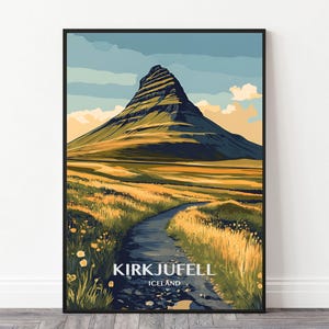 Kirkjufell Wall Art, Iceland Travel Poster, Iceland Art Print, Travel Gifts, Digital Download