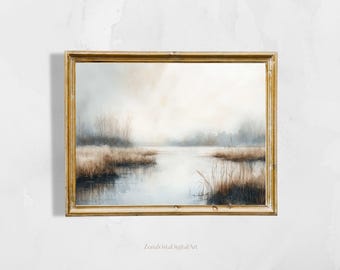 Misty Marsh Wetland Watercolor Painting | Tranquil Marshlands Landscape Art | Serene Wetlands Painting | Digital Download