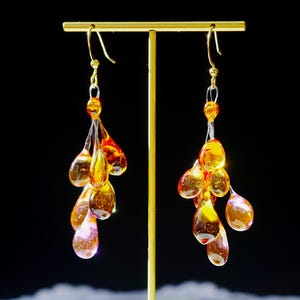 Resin Teardrop Raindrop Earring, Firework Earrings, Lampwork Earrings, Water drop earrings. Grunge Party Earring, Gift for her