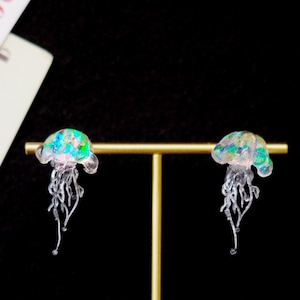 Boucles d'oreilles méduse en résine, clous d'oreilles Marine Life Ocean