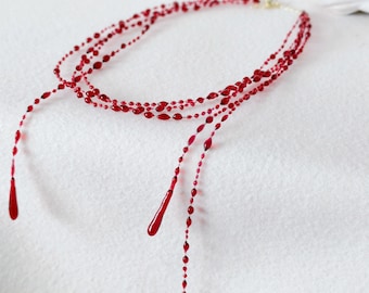 Handmade Resin Vampire Blood Drip Necklace, Gothic Horror Jewelry