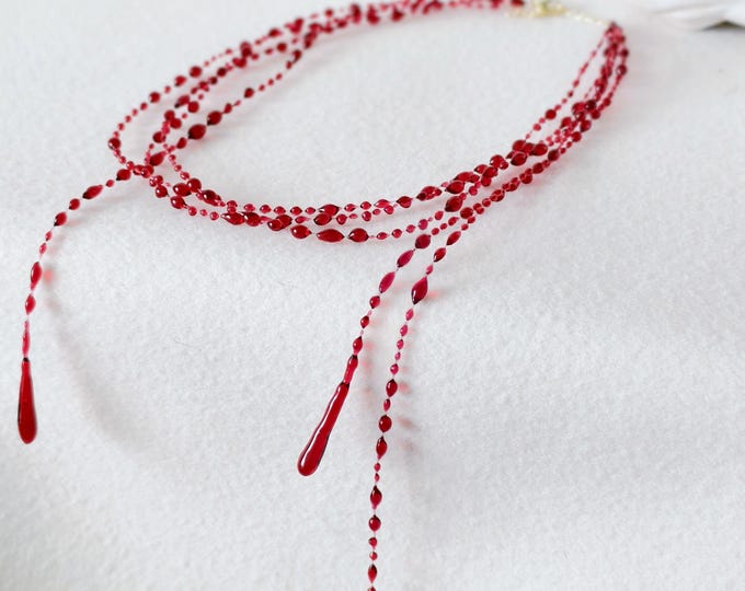 Handmade Resin Vampire Blood Drip Necklace, Gothic Horror Jewelry