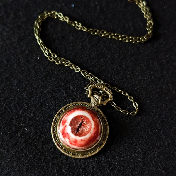 Roter Augapfel, Halskette, Gothic Anhänger, Schmuck aus Resin