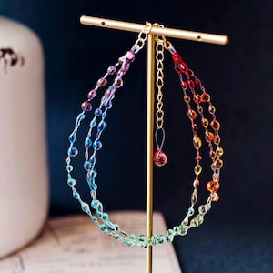 Rainbow Bracelet, Multicolor Bracelet, Colorful Bracelet, Dainty Bracelet for Women, Birthday Gift for her, Wedding Bridesmaids Gift