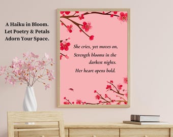 Cherry Blossom Haiku Print: Japanese Zen Wall Art (Digital Download, 5 Sizes)