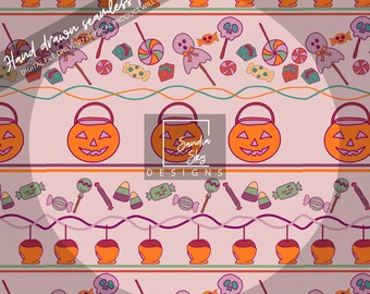 Halloween Candy Fair Isle Seamless Pattern: Spooky Christmas (PNG Digital Download)