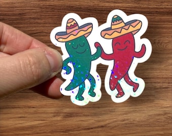 Dancing Pepper Vinyl Sticker | Holographic Chili Decal