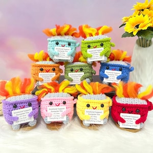 Handgemachter häkeln Müllcontainer, bunte emotionale Unterstützung Müllcontainer Feuer, Amigurumi Plüsch, Flamme Plüsch, Müllcontainer Feuer Spielzeug