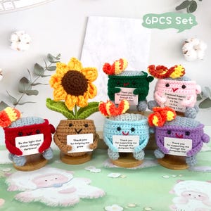Crochet Sunflower Plant, Crochet Colorful Emotional Support Dumpster Fire, Crochet Amigurumi, Funny Unique Desk Decor