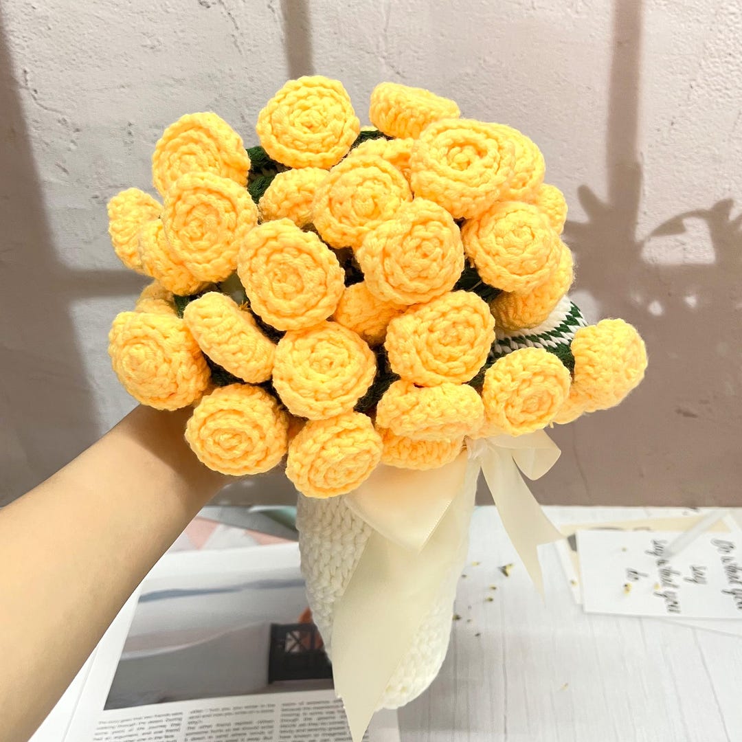 Couverture Bouquet De Fleurs Au Crochet - Kit DIY Ou Prêt à Offrir - Coton Doux - Décoration Romantique Maison Ou Mariage