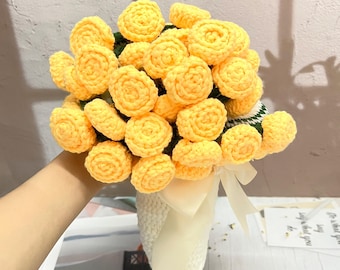 ブーケブランケット 87cm 花束 薔薇 ハンドメイド ハンドメイドのクロシェットローズブーケブランケット：柔らかな花の