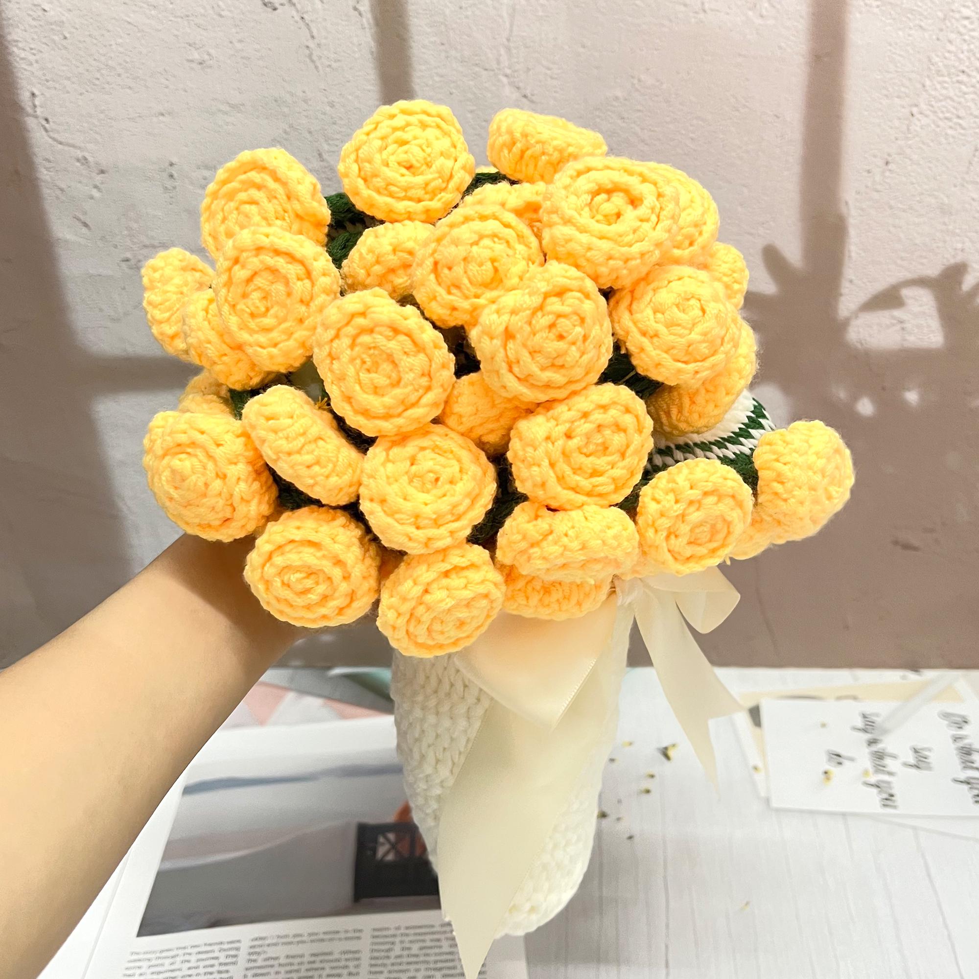 ハンドメイドのクロシェットローズブーケブランケット：柔らかな花の
