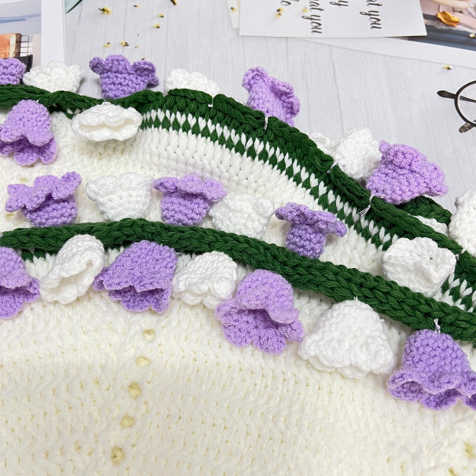 かぎ針編みのスズランの花束ブランケット、コースター、手作りの花柄