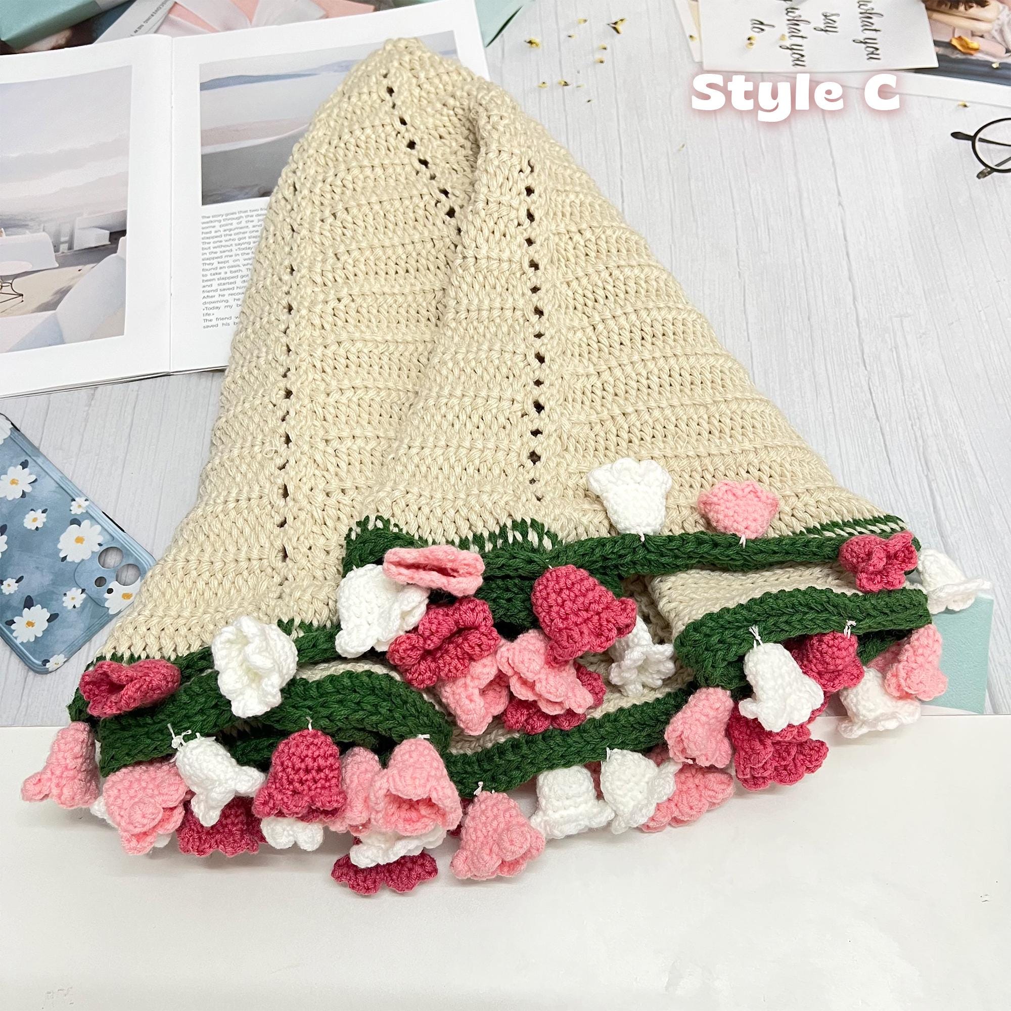 かぎ針編みのスズランの花束ブランケット - 手作りフラワー