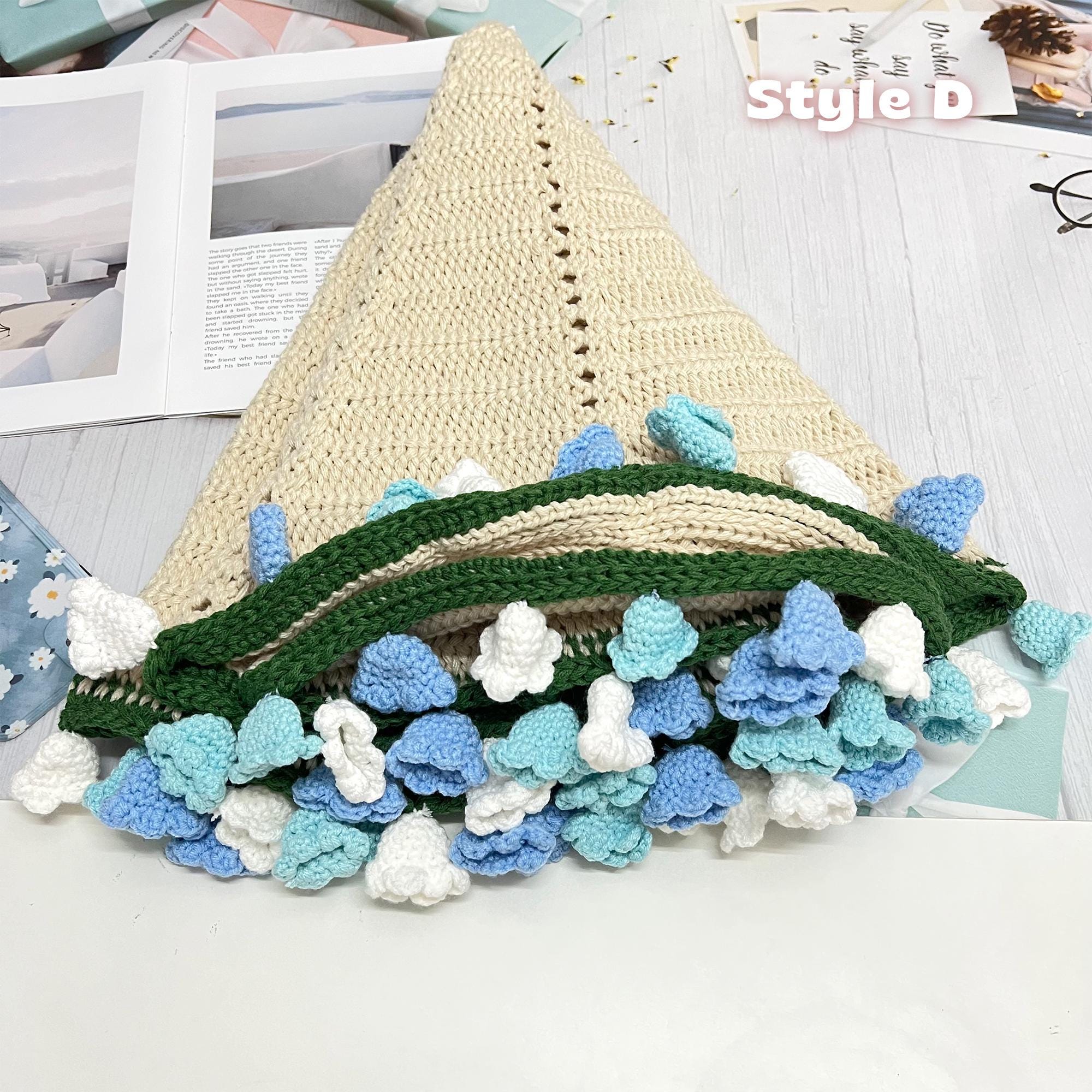 クロシェ編みのスズランブーケブランケット、コースター、ハンドメイド