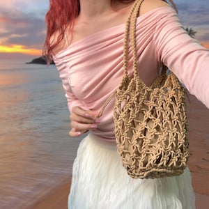 Gehäkelte Sommer-Strandtasche, Hohlmaschen-Umhängetasche, Handy-Tasche, Mode-Handtasche, handgemachte Häkeltasche, Weihnachtsgeschenke, vielseitig