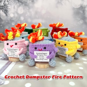 PDF PATTERN ONLY - Crochet Dumpster Fire Pattern, With Video Tutorials, Burning Trash Can Tutorial, Suitable For Beginners, Amigurumi