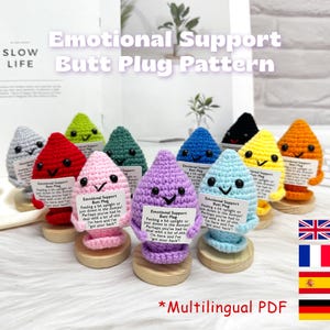 PDF PATTERN ONLY, Crochet Emotional Support Butt Plug Pattern, Crochet Funny Butt Plug Amigurumi, Multilingual Tutorial