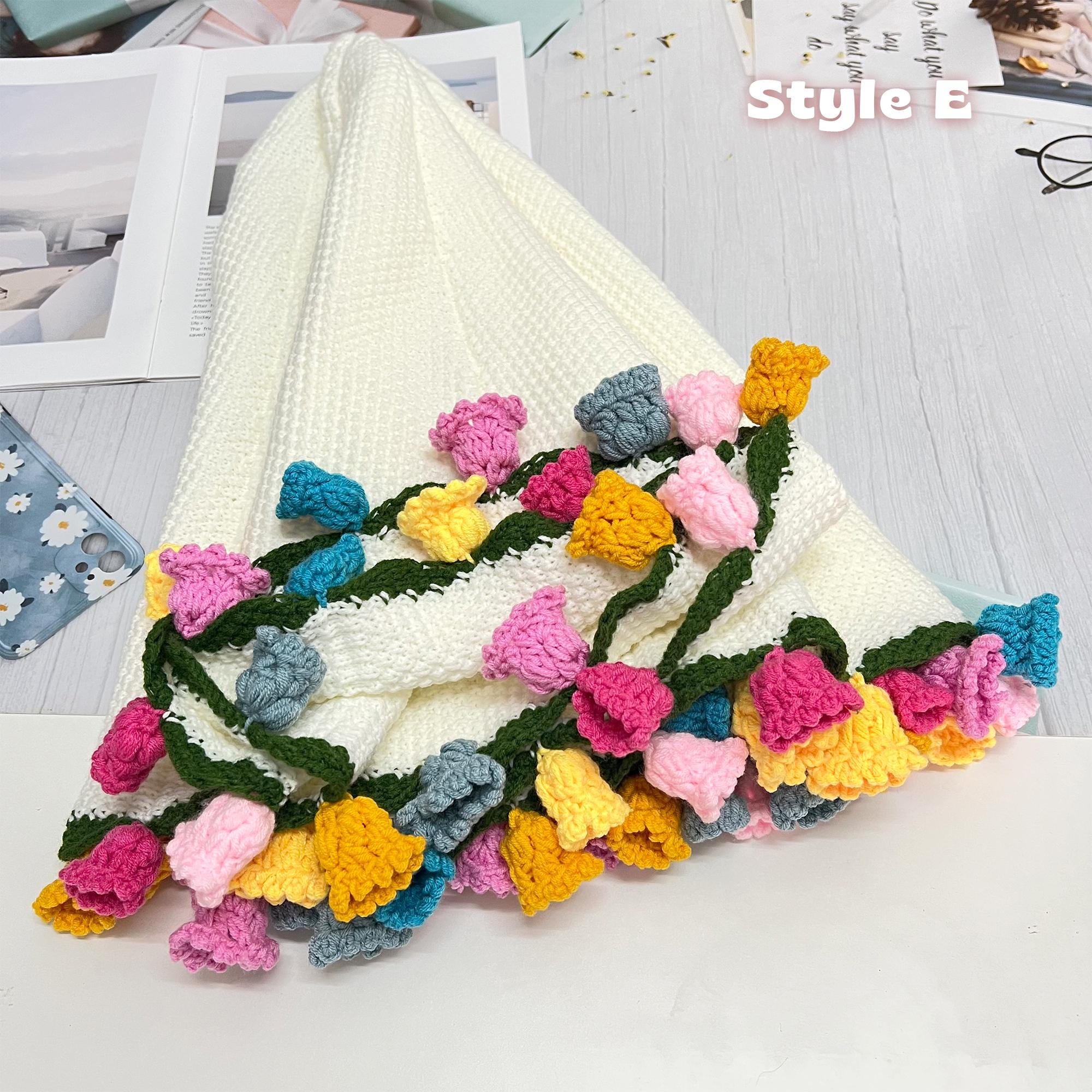 クロシェ編みのスズランブーケブランケット - 手作りフラワー