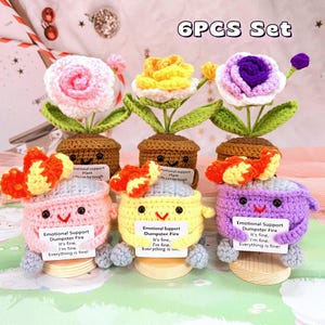 Handgefertigte Häkeln Rose Pflanze, Häkeln Dumpster Feuer, Romantische und Einzigartige Schreibtisch Dekor, Geschenk für Frauen, Muttertag Geschenk