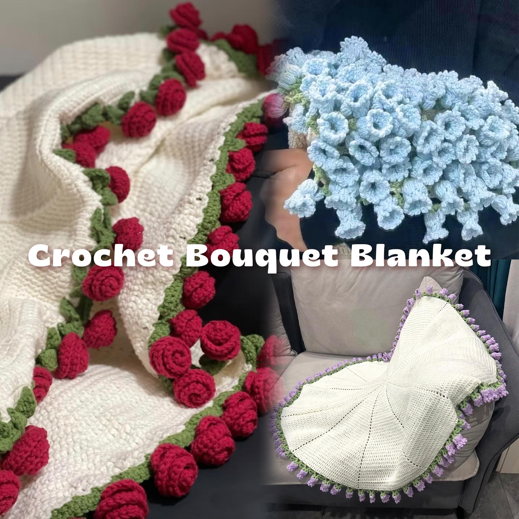 ハンドメイド手編みの薔薇ブランケット 編み物ブランケット Amazon｜かぎ針編みの花のバラの花束ブランケット、カラフルで