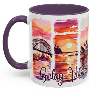 G&#39;Day Vibes Sydney Mug (11 or 15 oz, Multi-Color Options) Sydney Mug, G&#39;day Mug, Australia Mug, Sydney Bridge Opera House, Bondi Beach Mug