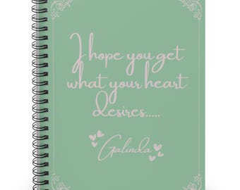 Cuaderno malvado de Glinda Galinda (espiral, línea rayada), Cuaderno malvado de Galinda con deseos del corazón, Cuaderno inspirado en Wicked, ¿Qué es este sentimiento?