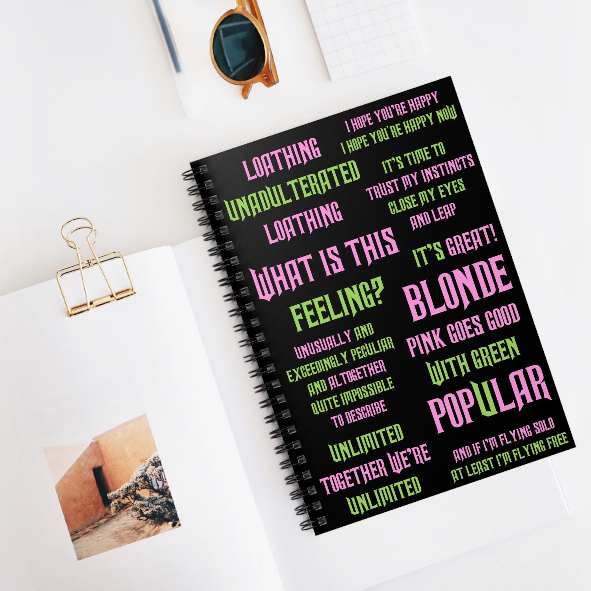 Feeling Wicked Notepad Wicked Movie Lyrics Notebook - Popular, What is This Feeling, Defying ...