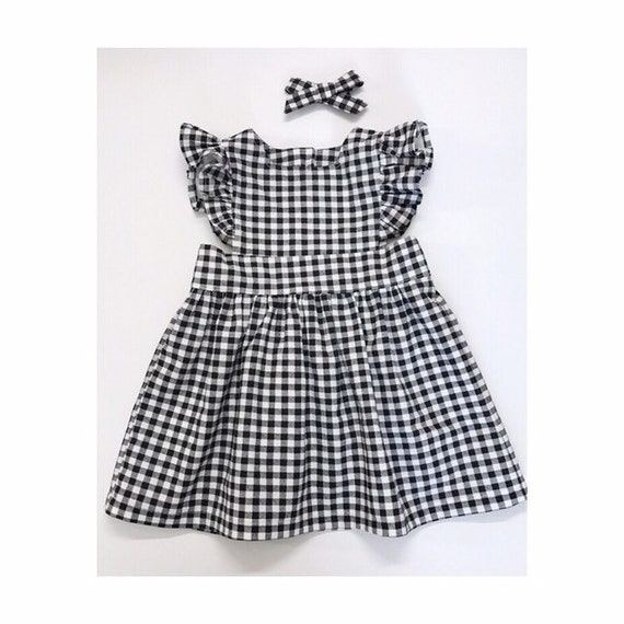girls black and white gingham dress