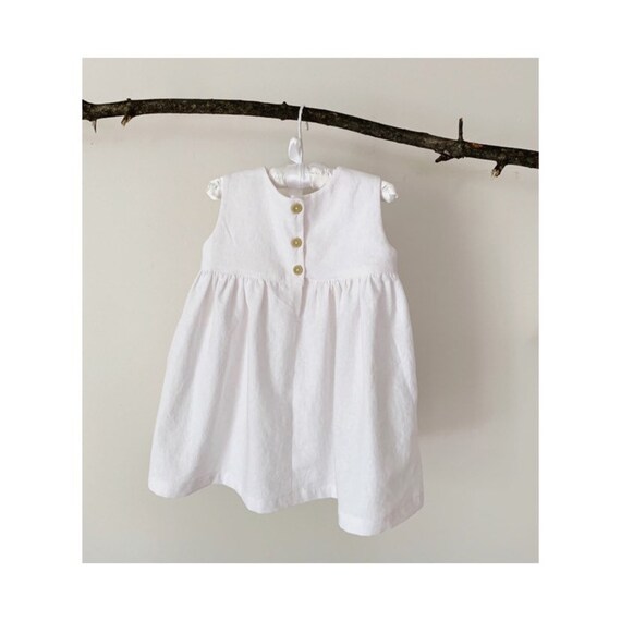 baby white linen dress