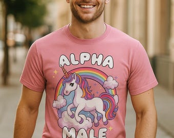 Lustiges Alpha Männchen Meme Shirt | Ironisches Einhorn Regenbogen T-Shirt | Sarkasmus Fun Shirt Geschenk