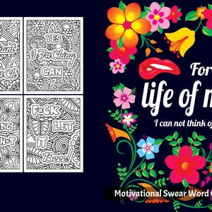 PDF, Adult Swear Word Coloring Pages, Motivational, Adult Coloring Book, Swear Words Coloring Pages, Stress Relief Coloring Journal, Digital