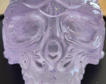 Glow in the Dark Purple Skull: Resin Pen Holder, Planter, Candle Holder