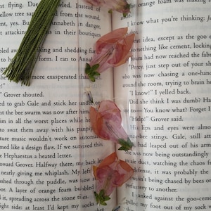 Floral Bookmark, Resin, Dried Pink Snapdragon Flowers