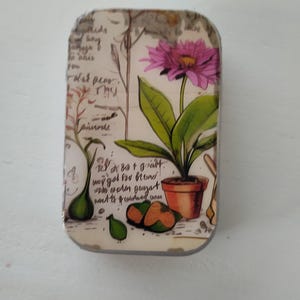 Vintage Flower Garden Notions Tin, Sewing, Knitting, Pill Box, Gift Card Tin, Mint Tin