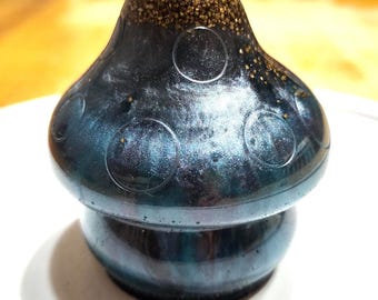 Hand Poured Epoxy Resin Mushroom Figurine: Blue and Brown Decor