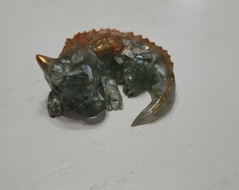 Sleeping Baby Dragon, Clear with Crystals, Figurine, Knick Knack, Decorative, Decorations