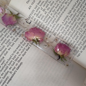 Floral Bookmark, Resin, Dried Pink Flowers