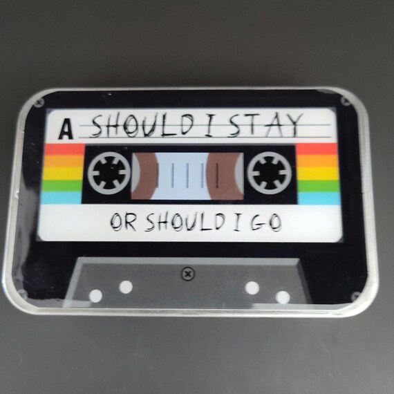 Stranger Things Cassette Notions Tin: Resin Coated Slide Top Box Season 1 Inspired Should I Stay or Should I Go