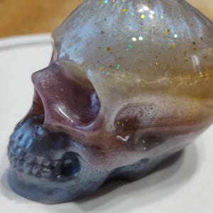 Resin Skull with Glitter, Handmade