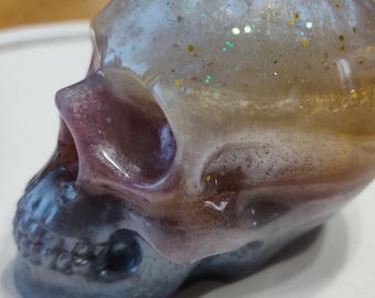 Resin Skull with Glitter, Handmade