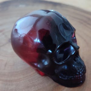 Black and Red Resin Skull, Halloween, Decoration, Decor, Paper Weight, Epoxy Resin, Spooky, Cute, Holiday