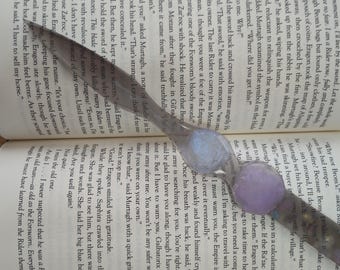 Decorative Resin Dagger Bookmark, Clear Black, White and Purple, Decorative, Decor, Decoration, Non Sharp